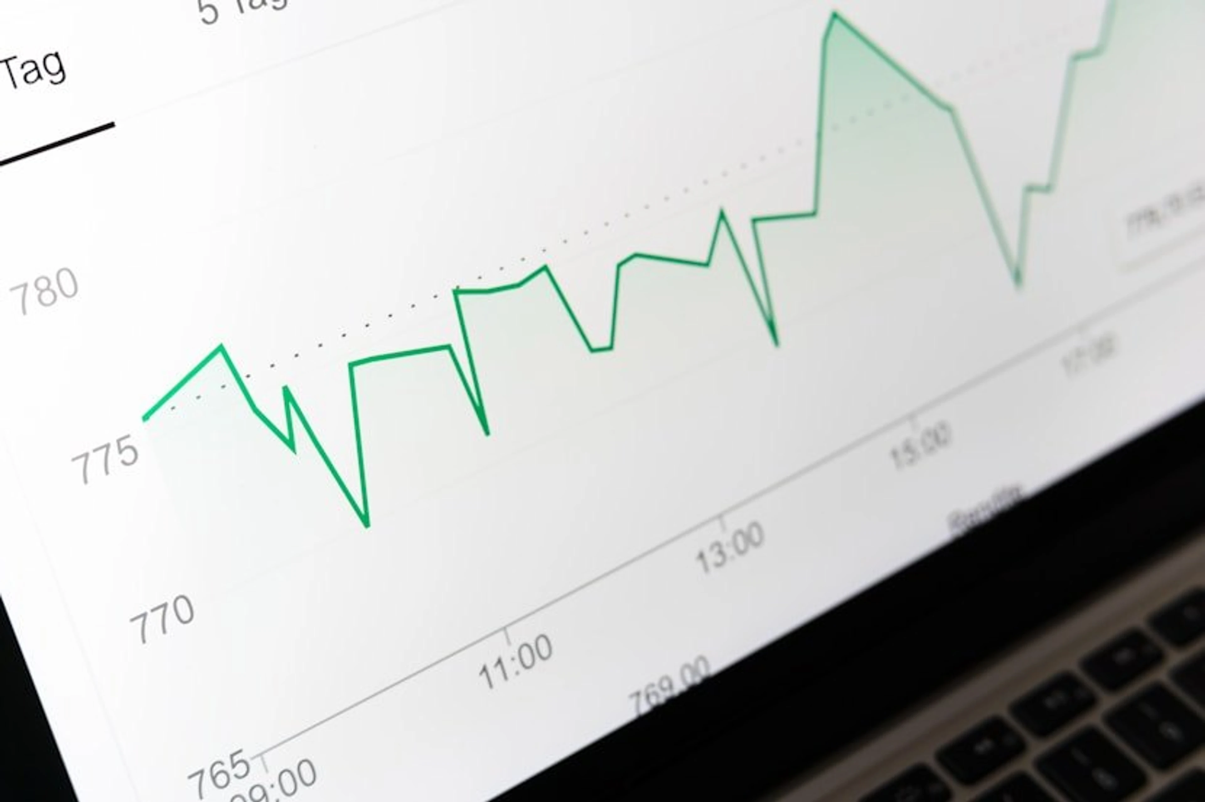 Line chart on a laptop screen
